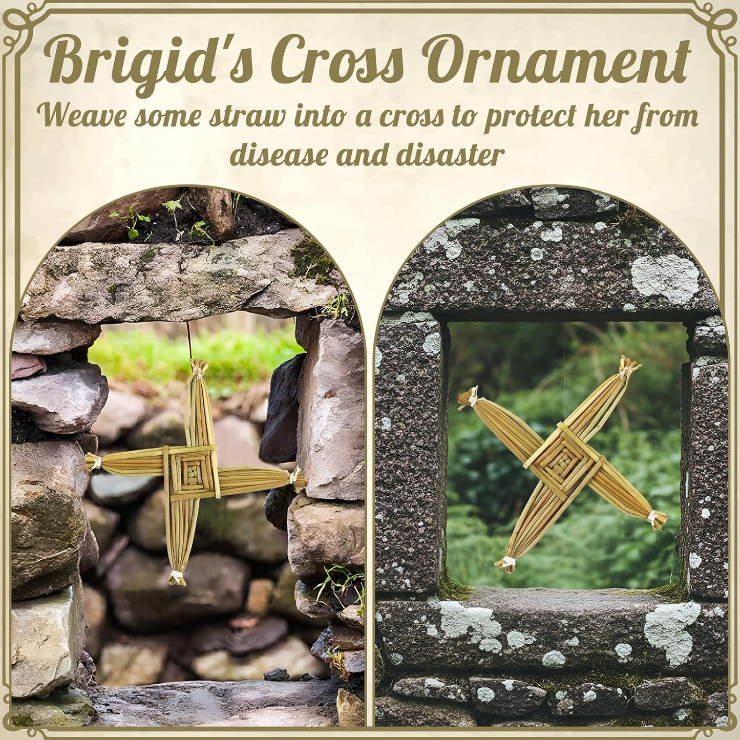 St. Brigid'S Wall Cross Decor Irish Gift Cross with History Card for Irish Blessing Gift for Celtic Imbolc Decor(Classic Style,5 In,Green)