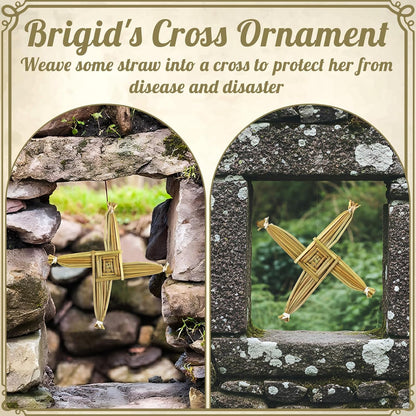 St. Brigid'S Wall Cross Decor Irish Gift Cross with History Card for Irish Blessing Gift for Celtic Imbolc Decor(Classic Style,5 In,Green)