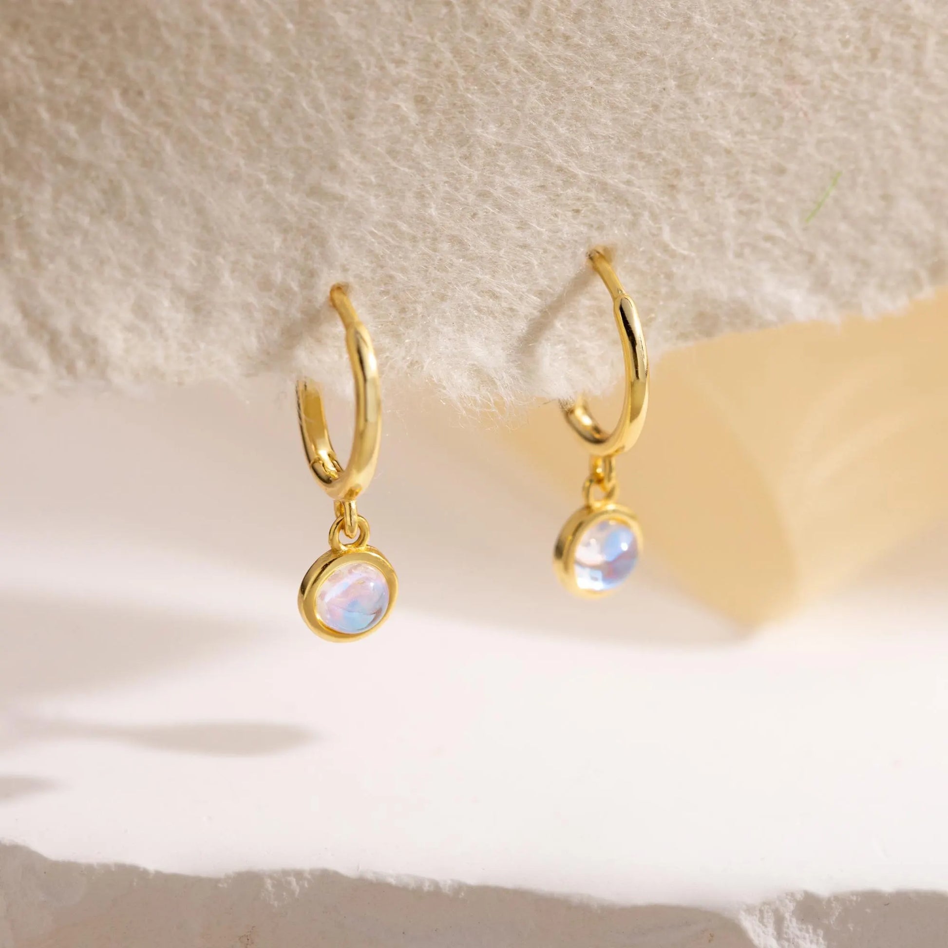 Elegant Moonstone Hoop Earrings: 925 Sterling Silver, 14K Gold Filled, Gemstone Circle