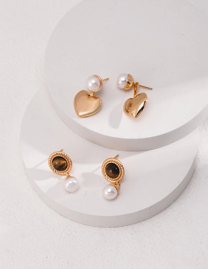 Tiger'S Eye Pearl Earrings