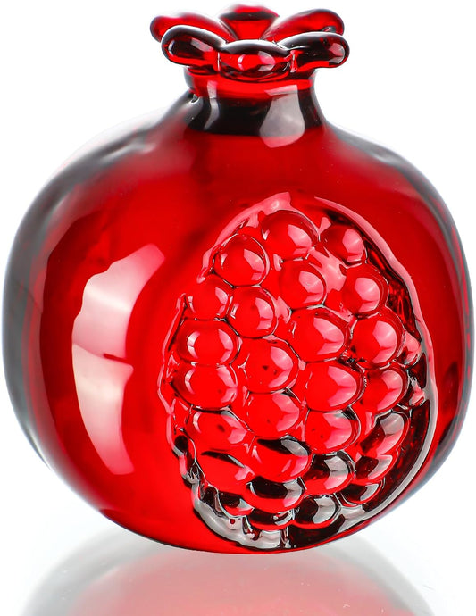 Crystal Pomegranate Figurine Glass Pomegranate Artificial Fruit Paperweight | Hand Polished Crystal Glass Pomegranate, Realistic Fruit Shape with Vivid Texture