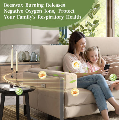 9 Inch Pure White Beeswax Taper Candles, 6 Pack, Non-Toxic, up to 10 Hours | 100% Natural，Long Lasting Burning，Dripless，Smokeless,Unscented Tapered Candle Sticks for Home,Dinne,Prayer,Wedding,Emergency