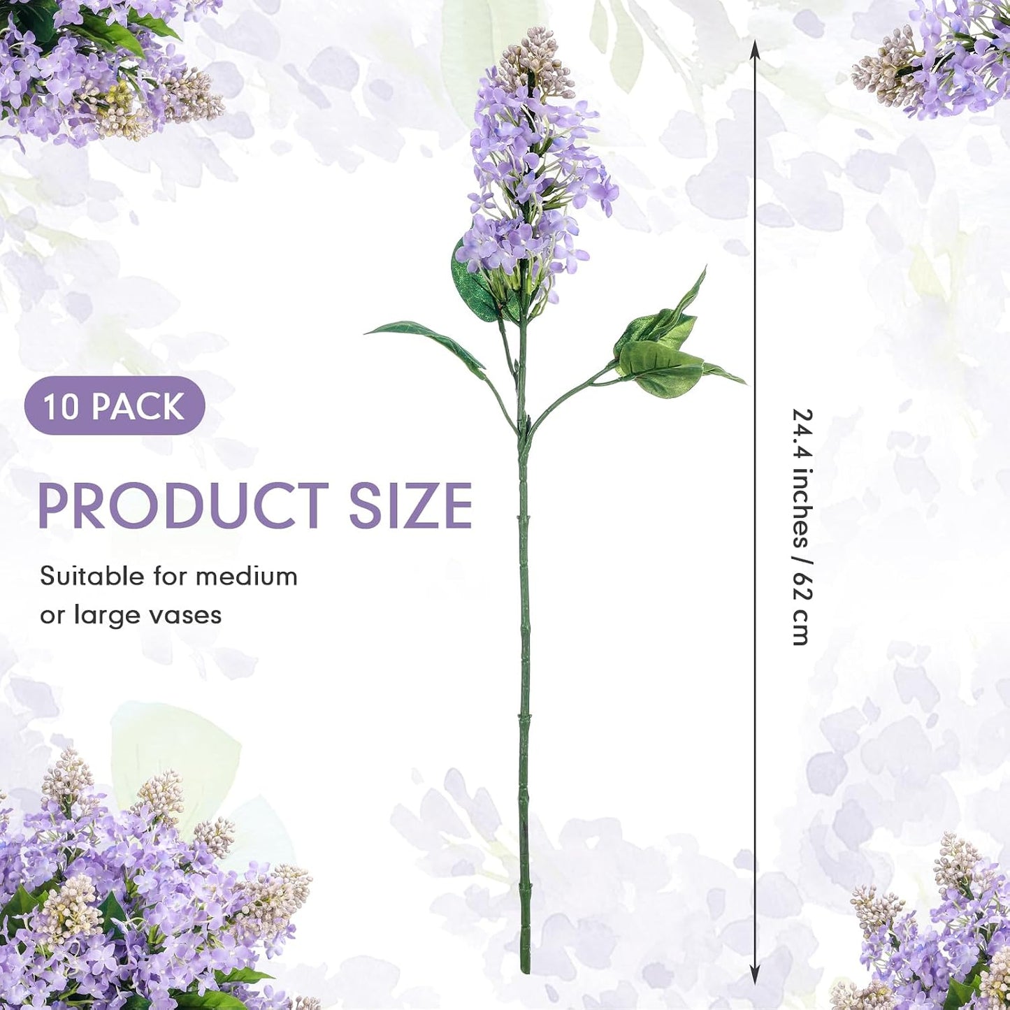 10 Pcs 24" Artificial Lilac Flowers Purple Fake Delphinium Antirrhinum Stem Real to Touch Faux Purple Lilac Flower Arrangements for Vase Table Centerpieces Wedding Bouquet Home Decoration
