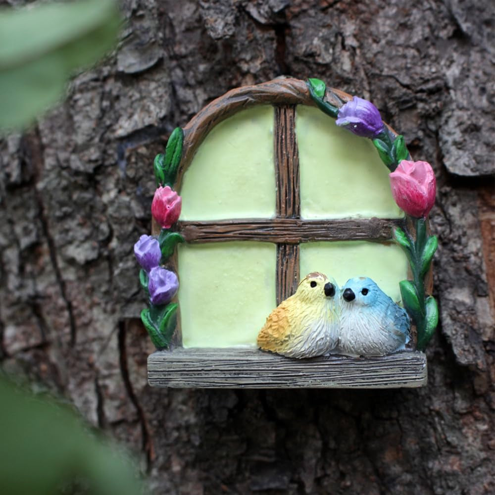 Garden Sculptures Outdoor Statues - Miniature Fairy Decoration, Gnomes Ornament Accessories Kit, Art Yard Tree Face, Figurine Decoration - Glow in the Dark