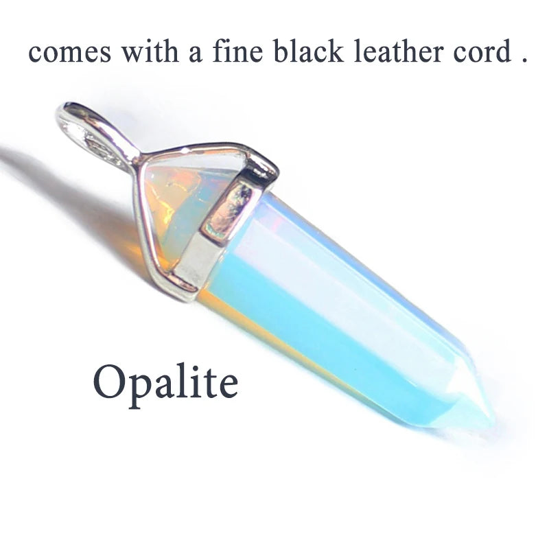 24 Design Natural Green Aventurine Opal Quartz Crystal Pendant Black Leather Hexagon Pendant Chrysocolla Choker Necklace Jewelry