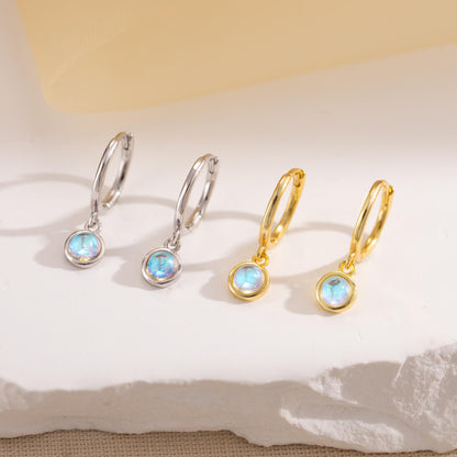 Elegant Moonstone Hoop Earrings: 925 Sterling Silver, 14K Gold Filled, Gemstone Circle