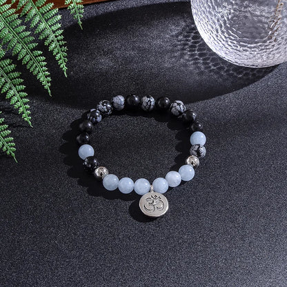 8Mm Natural Stone Beads,Snowflake Obsidian,Aguamarina,Japamala Sets,Spiritual Meditation Yoga Jewelry,108 Mala Beads Necklace