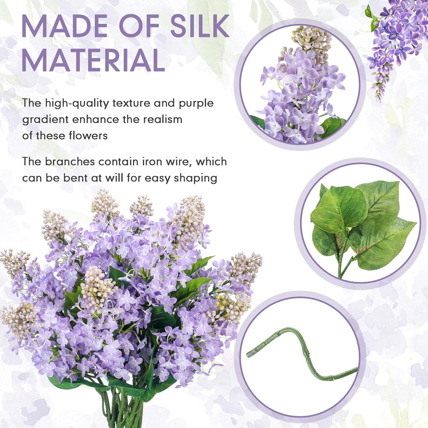 10 Pcs 24" Artificial Lilac Flowers Purple Fake Delphinium Antirrhinum Stem Real to Touch Faux Purple Lilac Flower Arrangements for Vase Table Centerpieces Wedding Bouquet Home Decoration