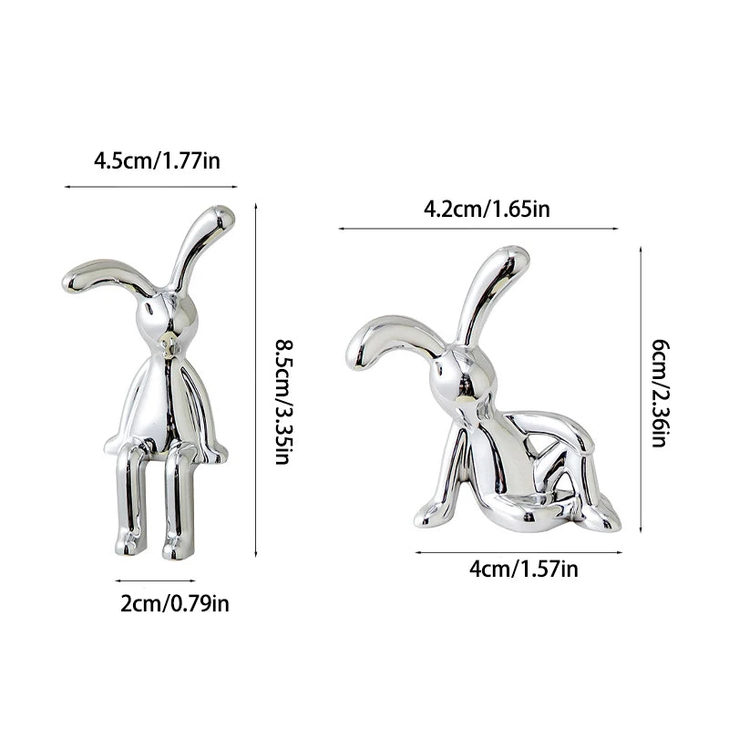 Scandinavian Long-Eared Rabbit Statue Rabbit Ornament Electroplating Crafts Living Room Entryway Car Decoration Home Decorations