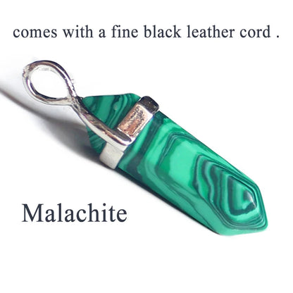 24 Design Natural Green Aventurine Opal Quartz Crystal Pendant Black Leather Hexagon Pendant Chrysocolla Choker Necklace Jewelry