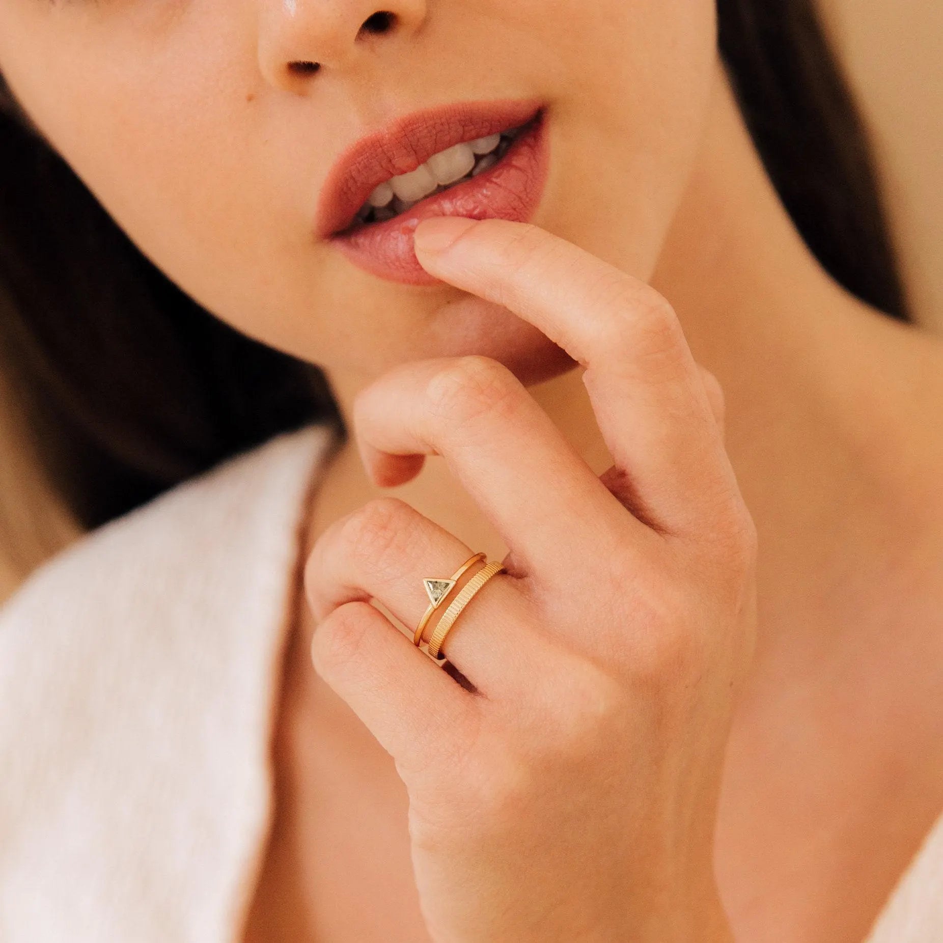 Peridot Double Ring Band by Caitlyn Minimalist • Vintage Art Deco Peridot Gemstone Ring • Statement Jewelry • Anniversary Gift • RR083