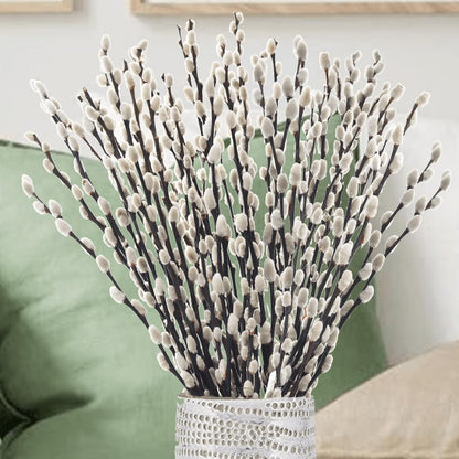 Natural Dried Pussy Willow Branches - 30PCS Willow Twigs for Indoor Decor | Easter Spring Arrangements, Wreath Making, and Farmhouse Home Centerpiece