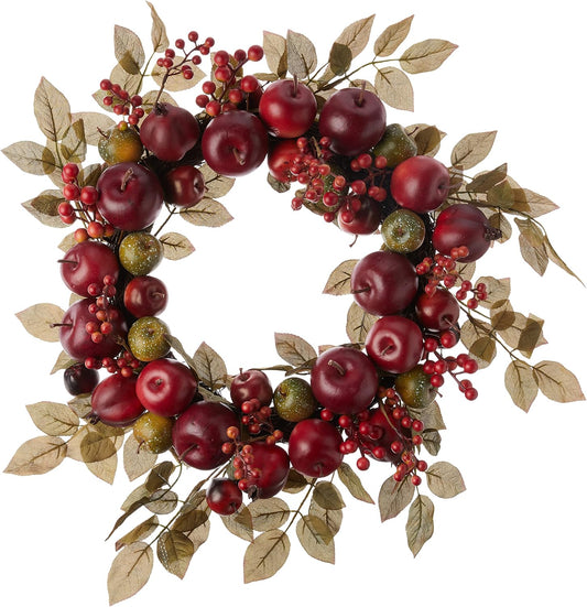 24" Apple Pomegranate Wreath on Natural Twig Base Home Decor Accents
