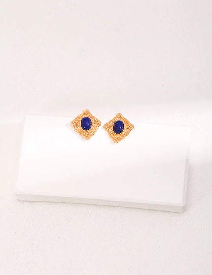 Lapis Lazuli / Carnelian Stud Earrings