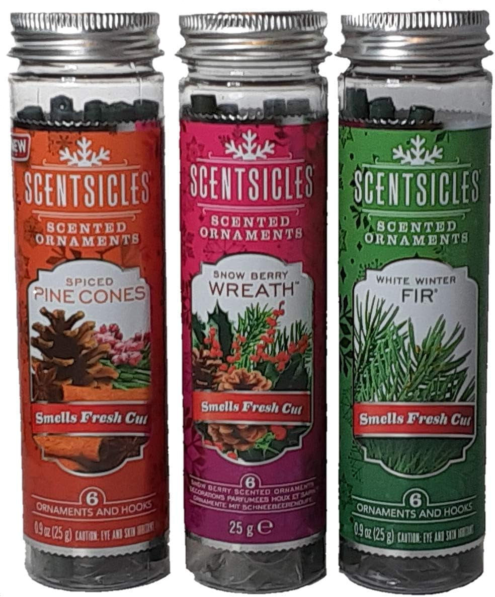 Scentsicles Variety Bundle - Spiced Pine Cones, White Winter Fir and Snow Berry Wreath (3 Bottles Total)