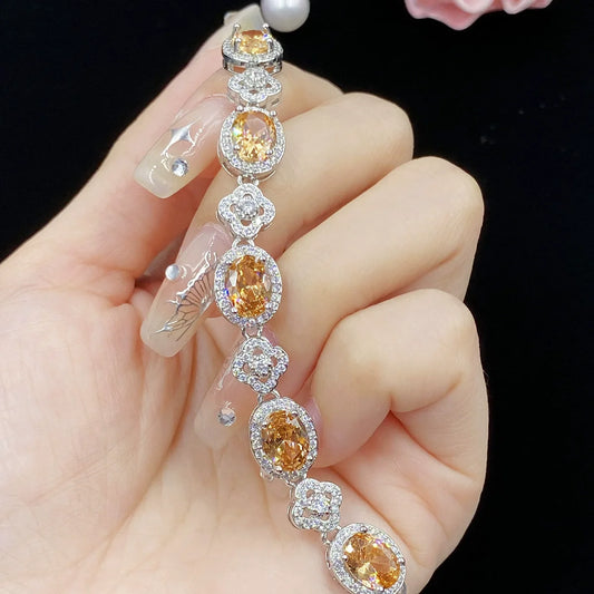 Natural Yellow Citrine Quartz Clear Faceted Beads Bracelet 10X8Mm Crystal Citrine Women Men Wealthy Jewelry Beads AAAAA