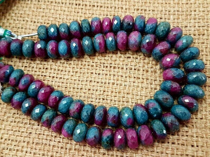 Natural Ruby Zoisite Faceted Beads, High Quality Ruby Zoisite Rondelles Beads