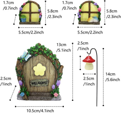 Garden Sculptures Outdoor Statues - Miniature Fairy Decoration, Gnomes Ornament Accessories Kit, Art Yard Tree Face, Figurine Decoration - Glow in the Dark