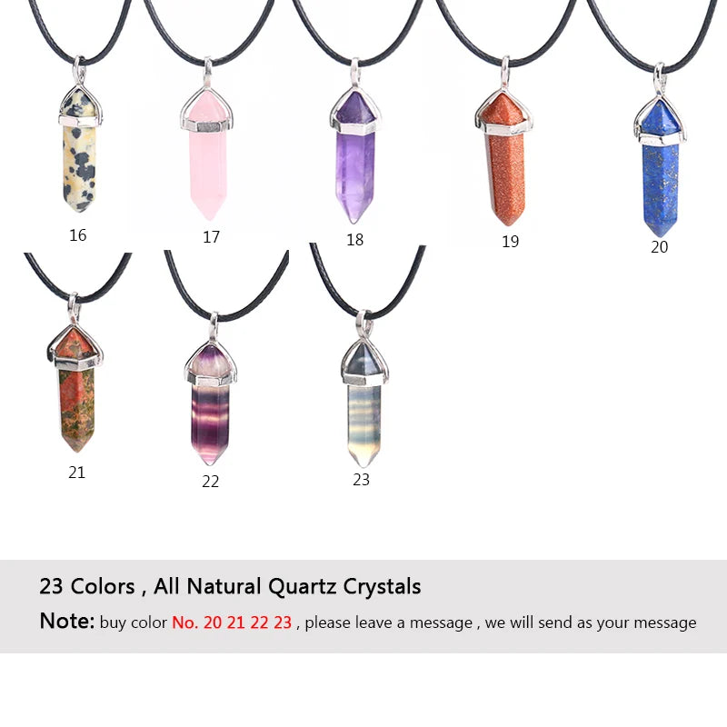 24 Design Natural Green Aventurine Opal Quartz Crystal Pendant Black Leather Hexagon Pendant Chrysocolla Choker Necklace Jewelry