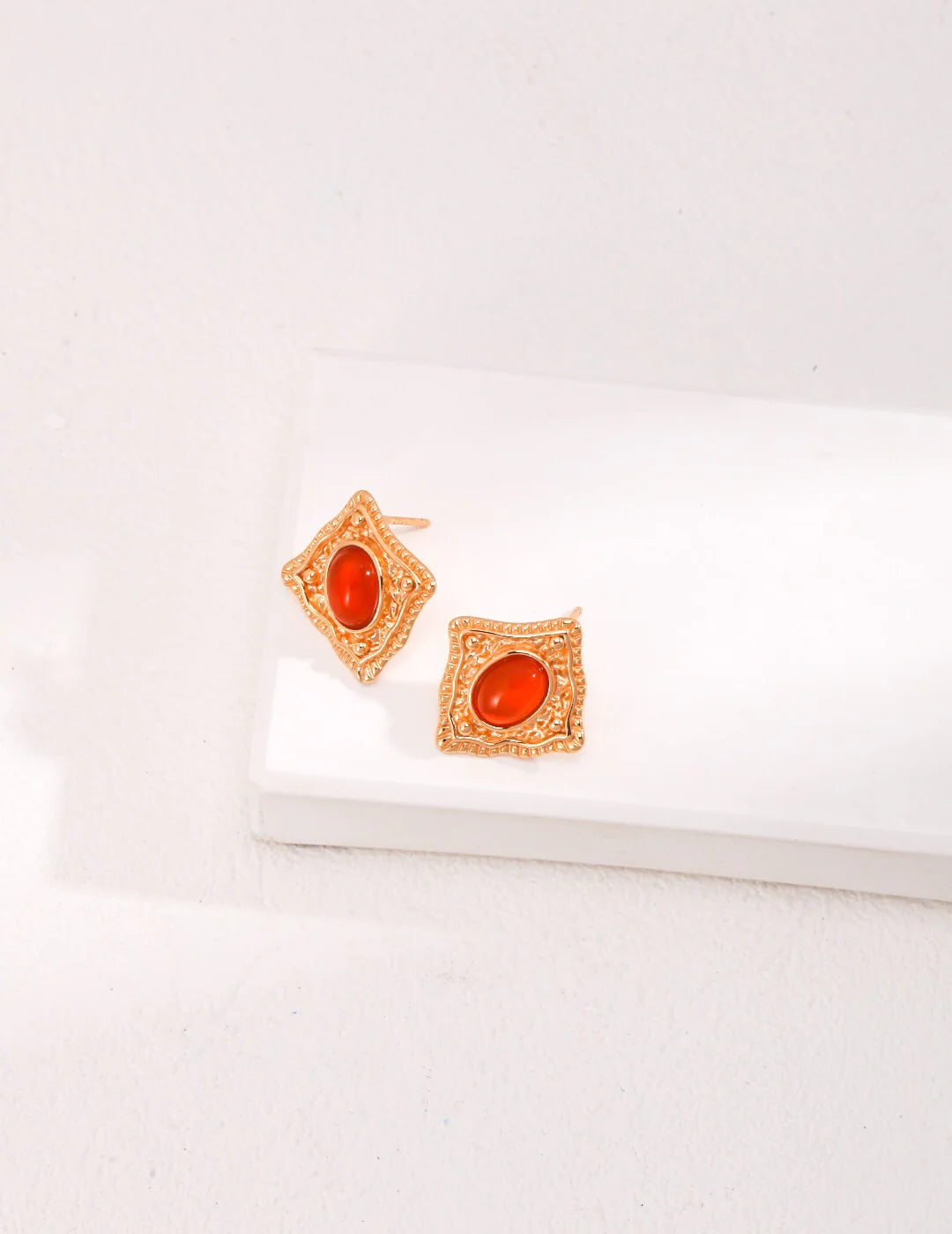 Lapis Lazuli / Carnelian Stud Earrings