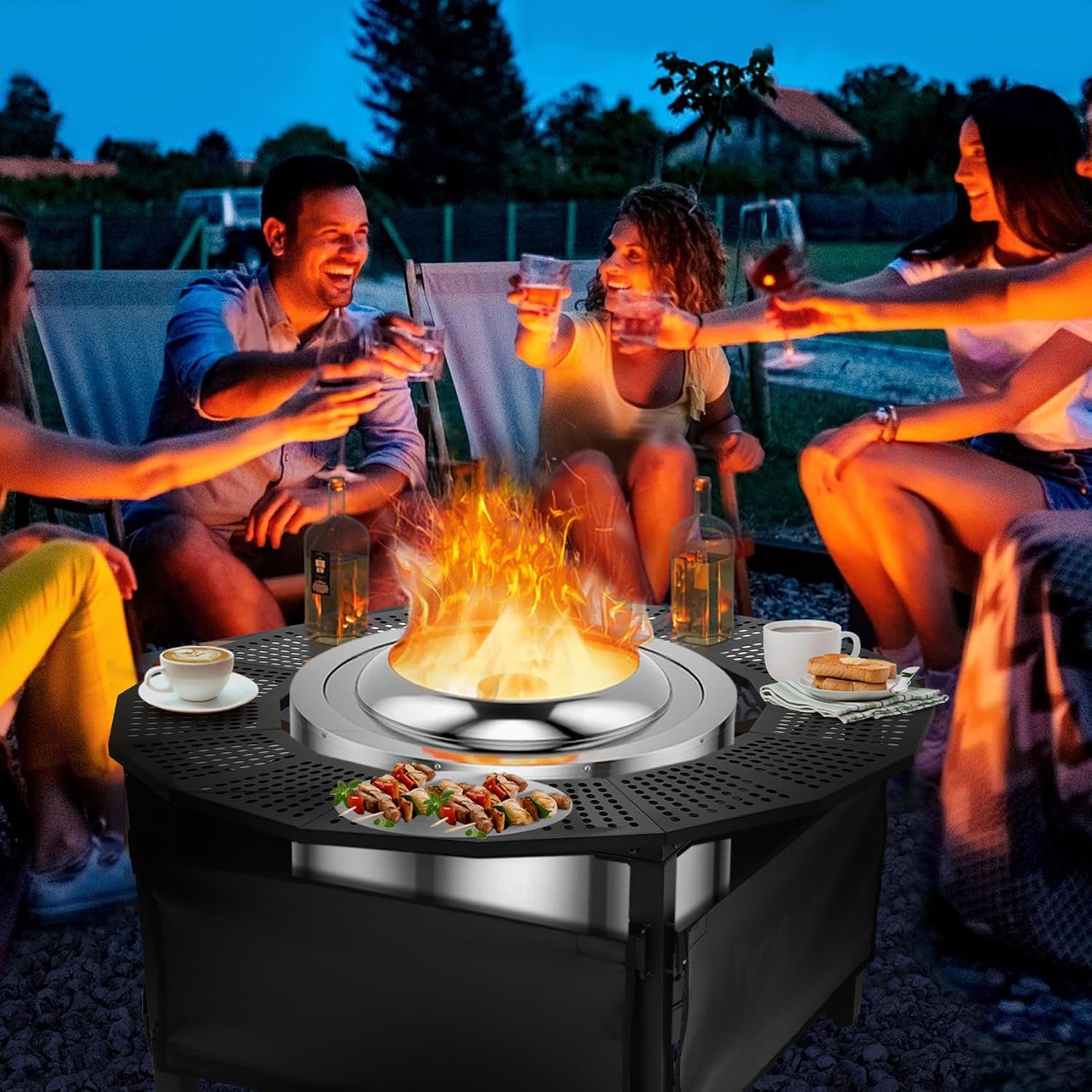 37 Inch Fire Pit Surround Tabletop for Solo Stove Bonfire Ranger 2.0, Circular Safety Protection, Equipped with a Safety Support Frame to Prevent Direct Contact with the Ground