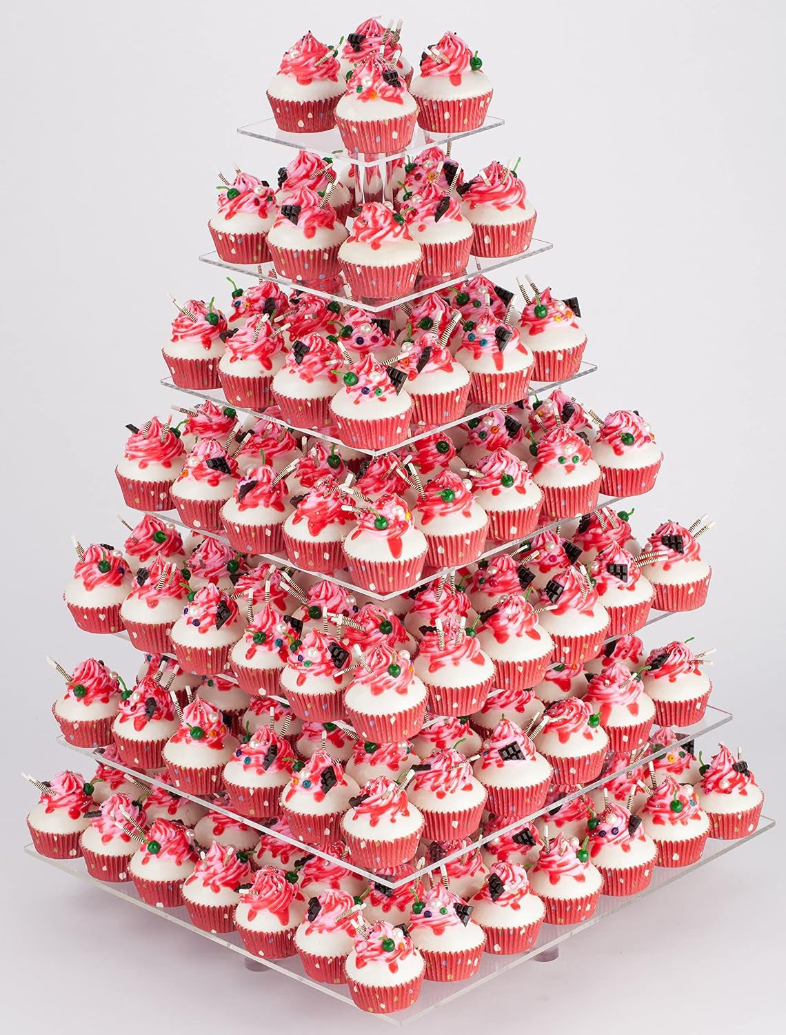 7 Tier Square Acrylic Maypole Cupcake Stand Cupcake Tower Stand, Premium Cupcake Holder, Display for Pastry Wedding Birthday Party