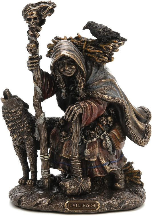 7.25" Tall Cailleach Nan Cruachan Folklore Divine Hag Resin Sculpture Bronze Finish