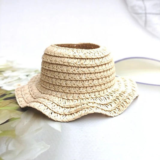 For Sitting Party Labubu Hat Open Top Straw Hat Woven Hat Labubu Outfit Accessories
