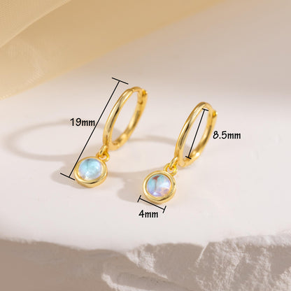 Elegant Moonstone Hoop Earrings: 925 Sterling Silver, 14K Gold Filled, Gemstone Circle