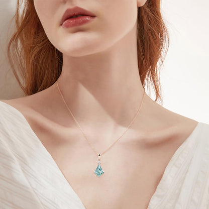 Moss Agate Pendant Necklaces for Women 1CT Kite-Cut Moss Agate Necklace Yellow/White/Rose Gold Plated 925 Sterling Silver