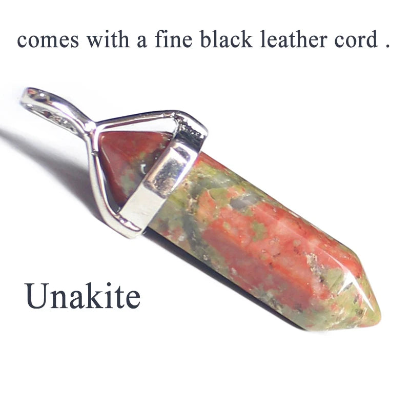 24 Design Natural Green Aventurine Opal Quartz Crystal Pendant Black Leather Hexagon Pendant Chrysocolla Choker Necklace Jewelry