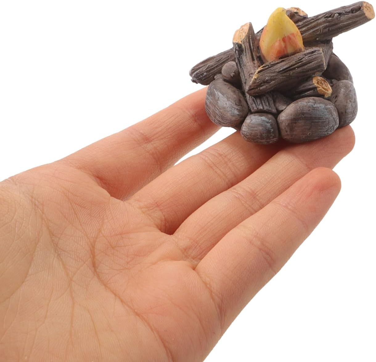 Miniature Bonfire Model Fake Campfire Ornament Resin Dollhouse Fire Pit Decoration 1.57X1.57X1.18In for Garden Holiday Party DIY Craft Accessory