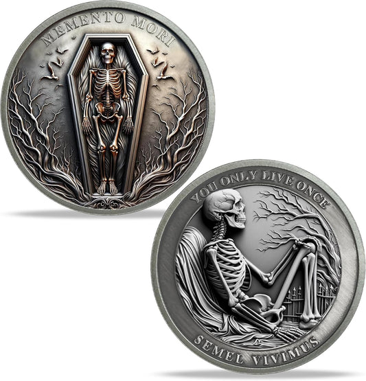Memento Mori Coin Momento Mori Coin Skull Coin Stoic Gifts Memento Mori Calendar Living Memento Mori Amor Fati Coin (Memento Mori Coin - 2)