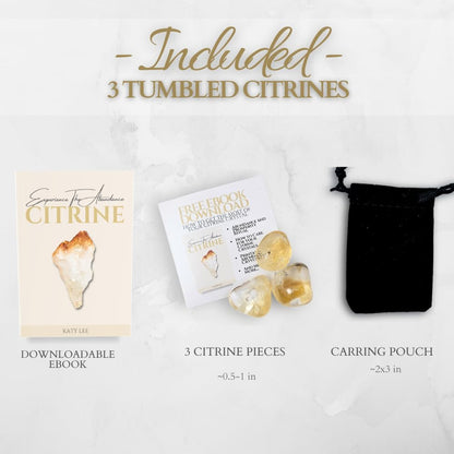 Natural Tumbled Citrine Crystal Stones - 3 Pieces Gemstone Gift Party Favor