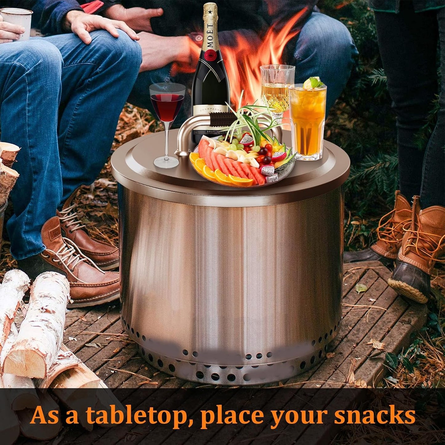 Fire Pit Lid for Solo Stove Bonfire 2.0 304 Stainless Steel | Fire Pits round Lid with Heat Resistant Handle, Camping for Solo Stove Accessories Bonfire and Other 19.5" Outdoor Firepit