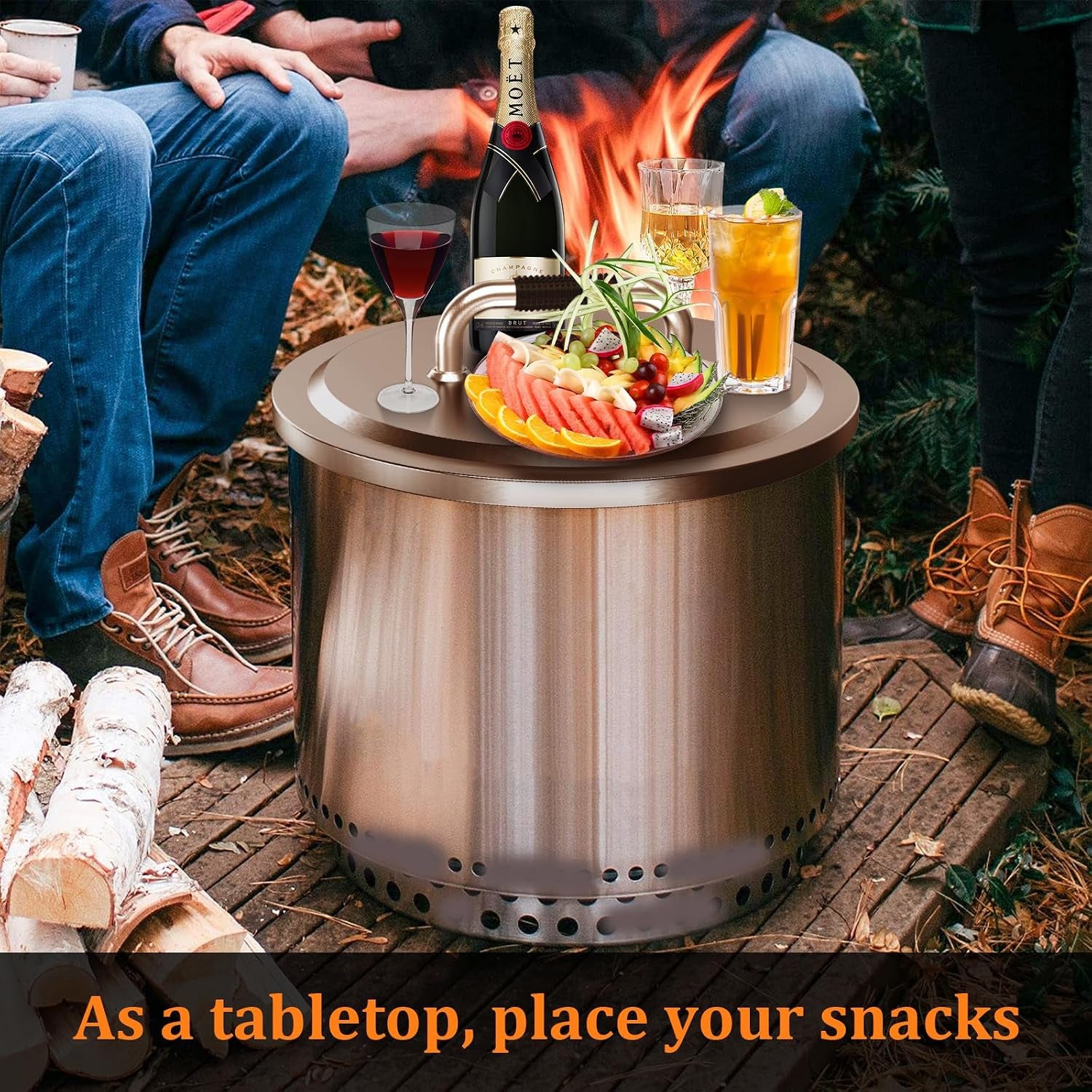 Fire Pit Lid for Solo Stove Bonfire 2.0 304 Stainless Steel | Fire Pits round Lid with Heat Resistant Handle, Camping for Solo Stove Accessories Bonfire and Other 19.5" Outdoor Firepit