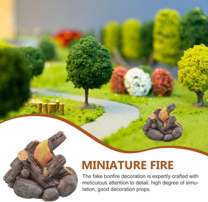 Miniature Bonfire Model Fake Campfire Ornament Resin Dollhouse Fire Pit Decoration 1.57X1.57X1.18In for Garden Holiday Party DIY Craft Accessory