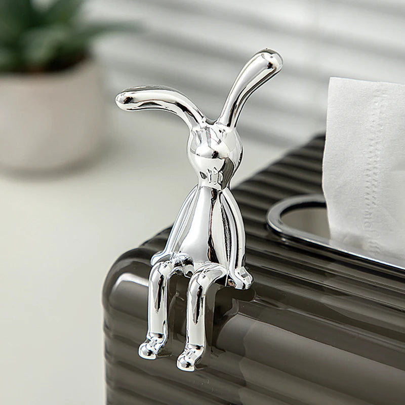 Scandinavian Long-Eared Rabbit Statue Rabbit Ornament Electroplating Crafts Living Room Entryway Car Decoration Home Decorations