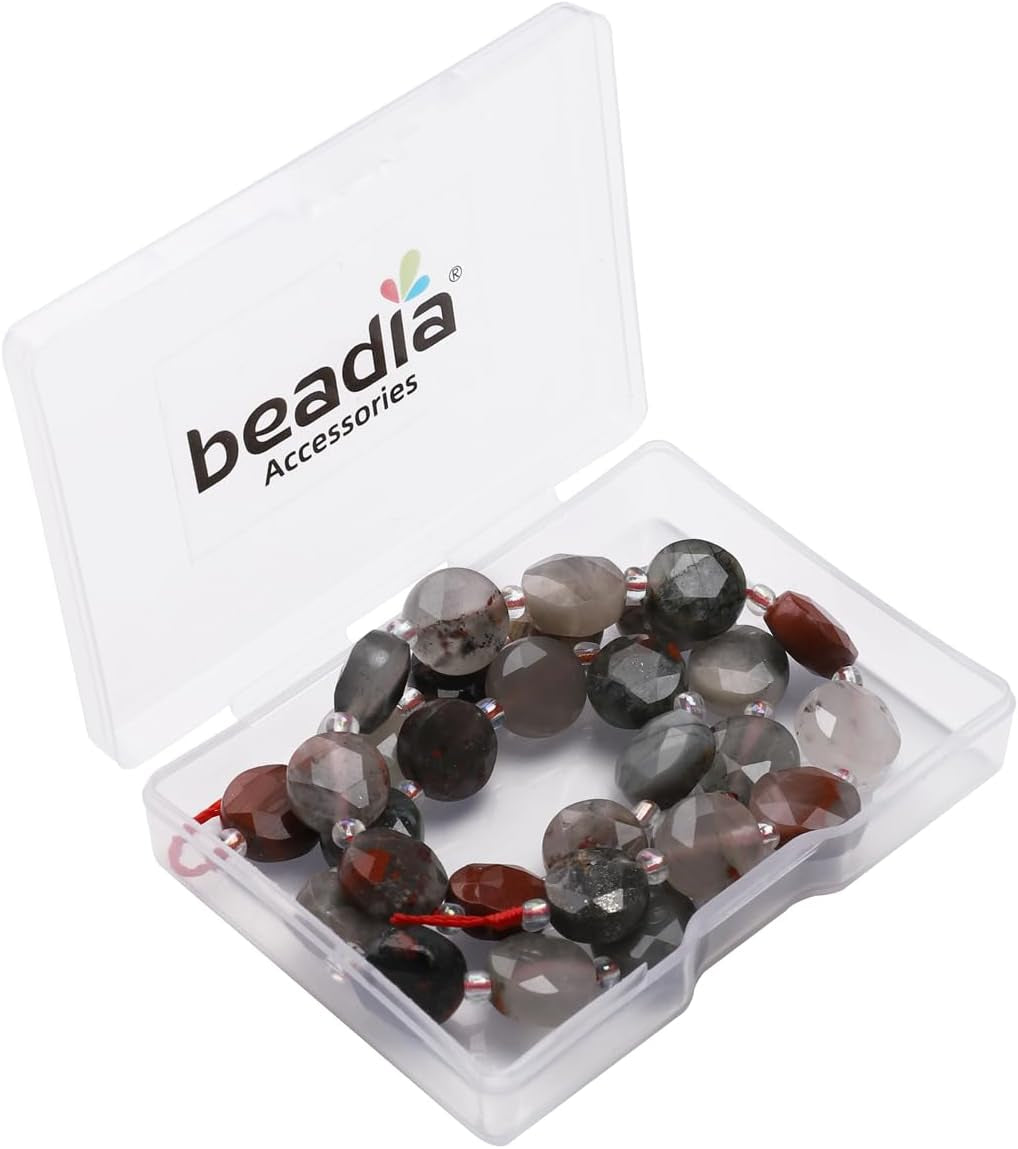 Natural Faceted Bloodstone Rondelle Disk Stone Beads 10X5Mm 37Cm for DIY Chain Jewelry Making