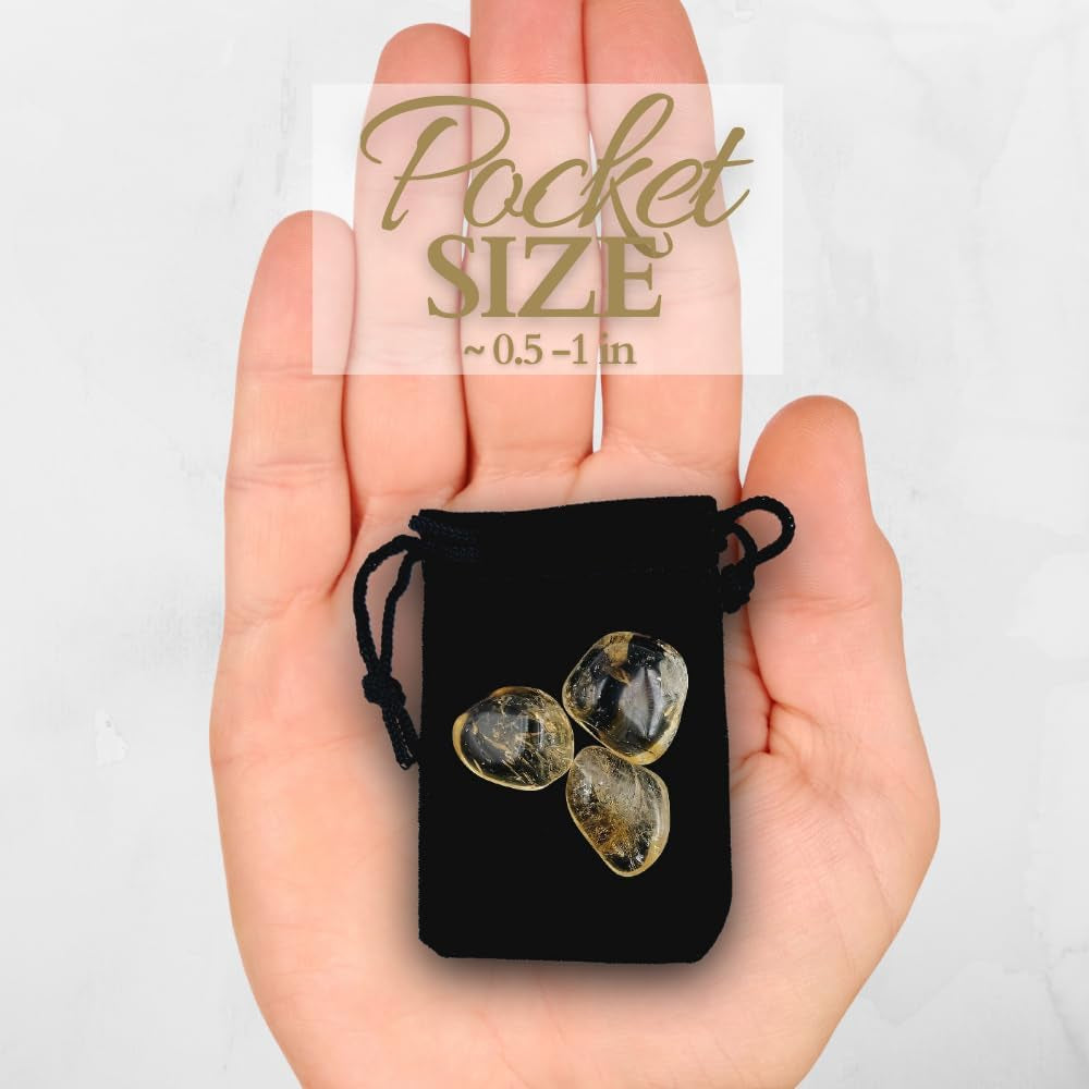Natural Tumbled Citrine Crystal Stones - 3 Pieces Gemstone Gift Party Favor
