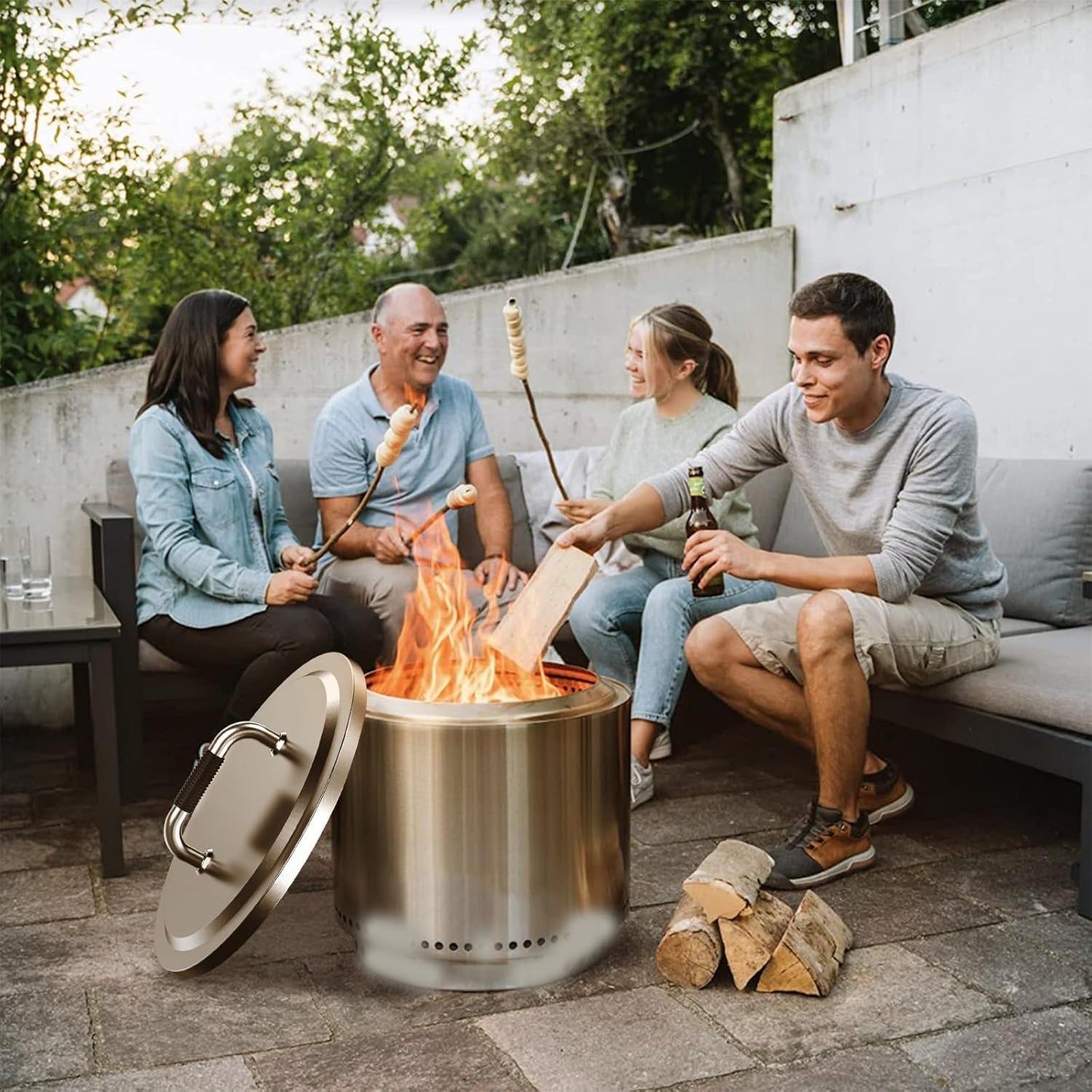 Fire Pit Lid for Solo Stove Bonfire 2.0 304 Stainless Steel | Fire Pits round Lid with Heat Resistant Handle, Camping for Solo Stove Accessories Bonfire and Other 19.5" Outdoor Firepit