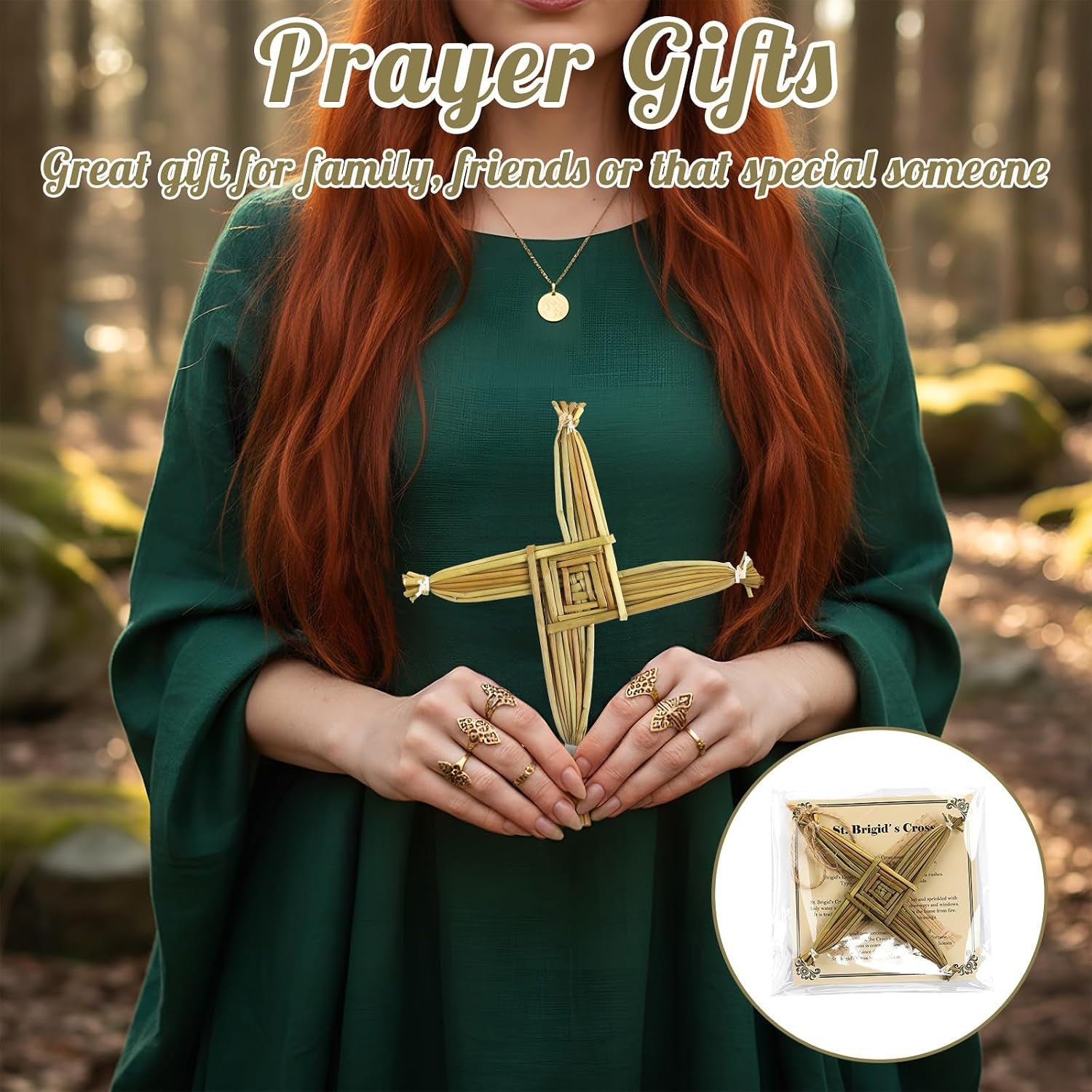 St. Brigid'S Wall Cross Decor Irish Gift Cross with History Card for Irish Blessing Gift for Celtic Imbolc Decor(Classic Style,5 In,Green)