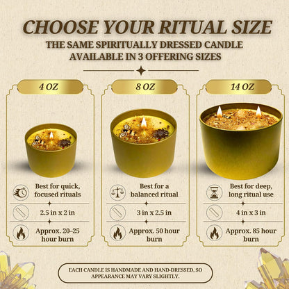 Oshun Spell Candle – Fixed, Dressed & Altar-Charged Candle for Love, Beauty, Abundance & Attraction – African Orisha, Santería, Ifá, Hoodoo, Pagan Magick Use (Small 4 Oz)