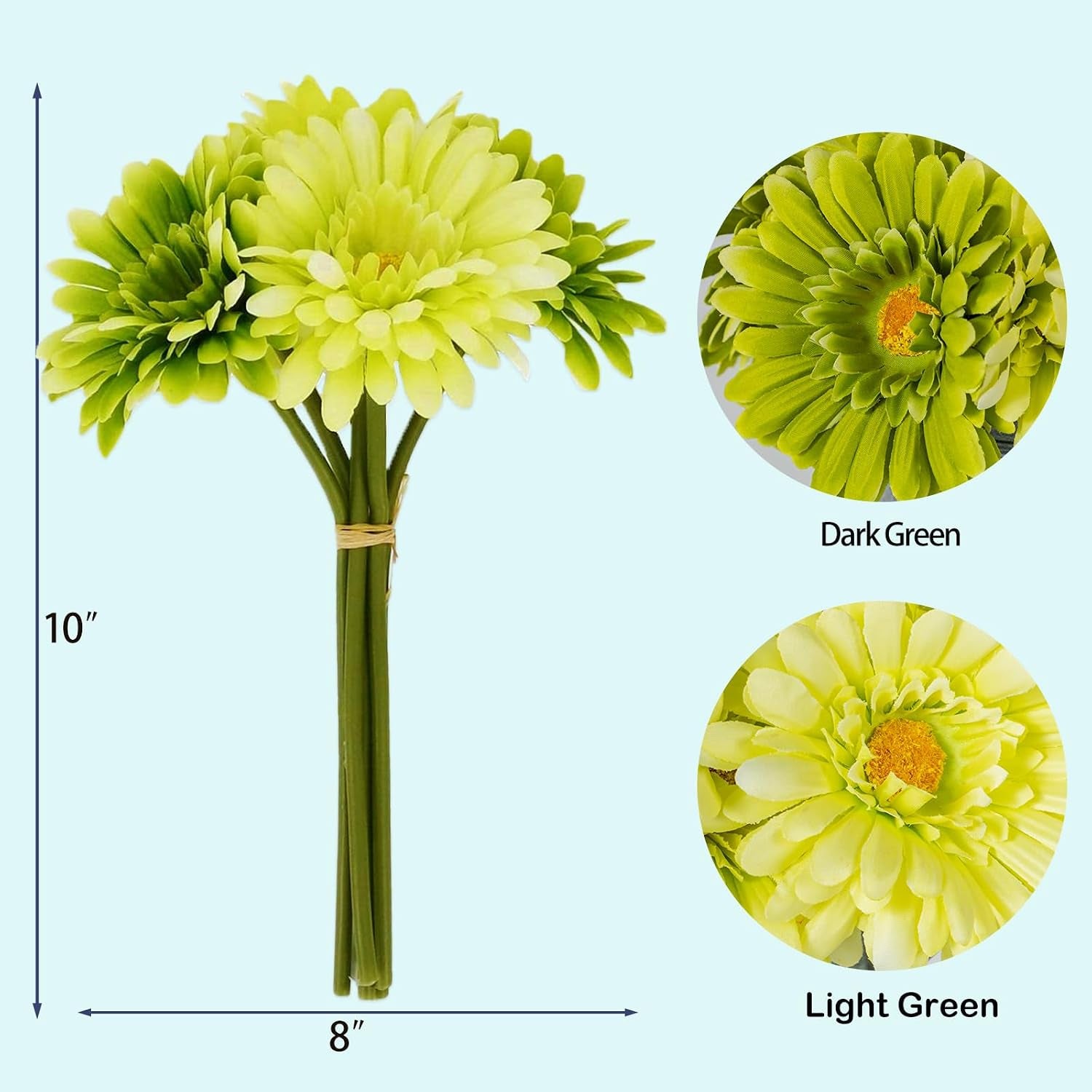 Artificial African Daisies Flowers African Daisy Silk Flowers Artificial Gerbera Daisies Pack of 10 (Green)