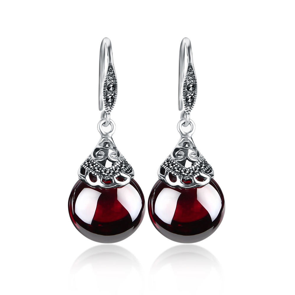 Vintage round Garnet Earrings