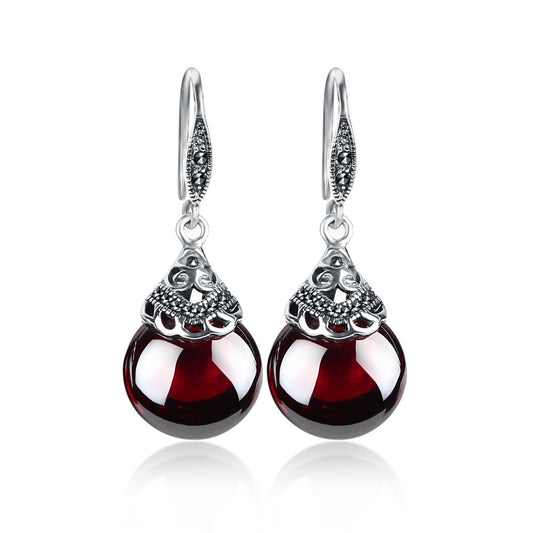 Vintage round Garnet Earrings