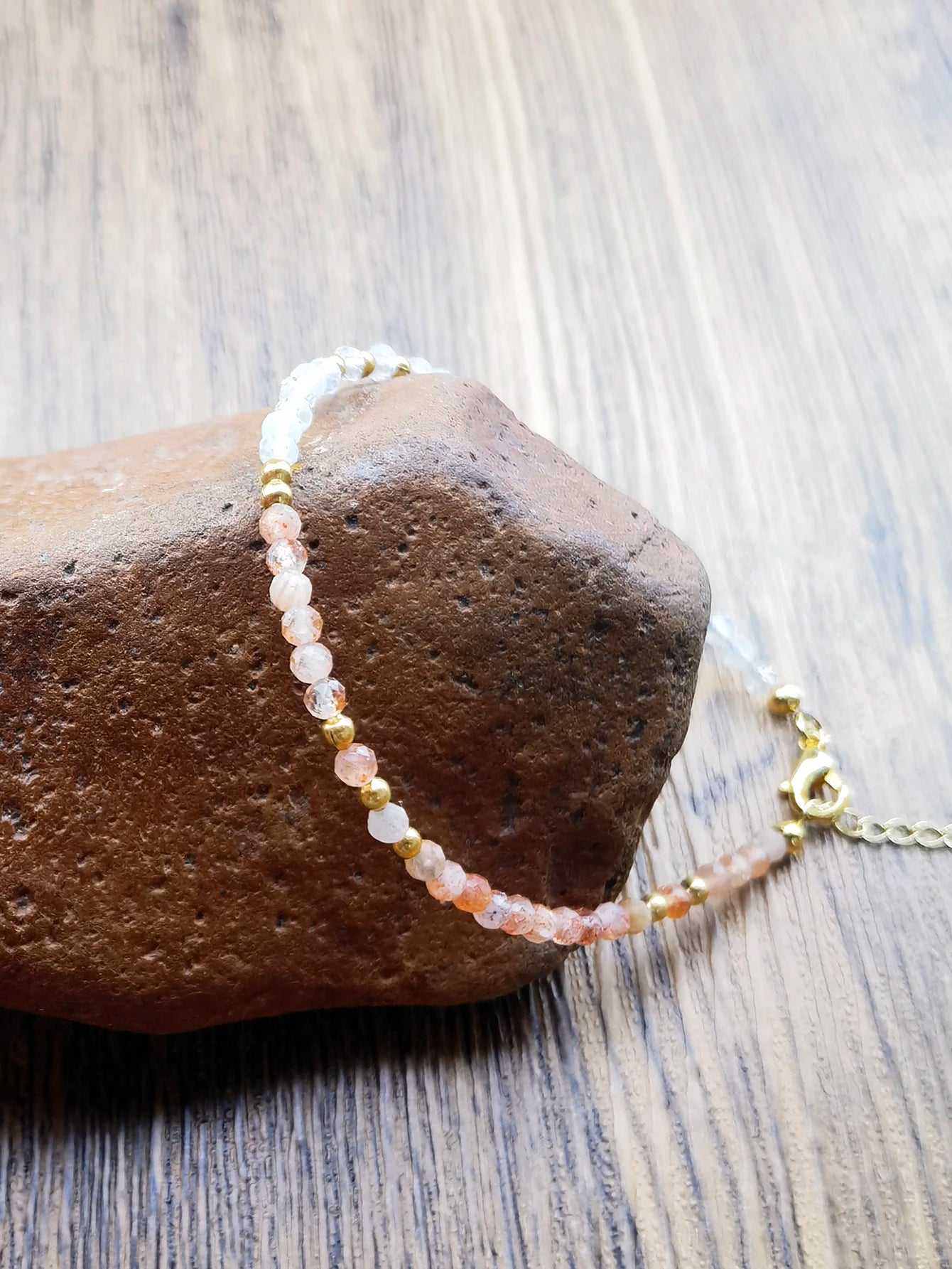 1Pc Natural Moonstone and Sunstone Bracelet Gemstone Bead Bracelets for Women Gifts for Her Sunstone Rainbow Moonstone Jewelry