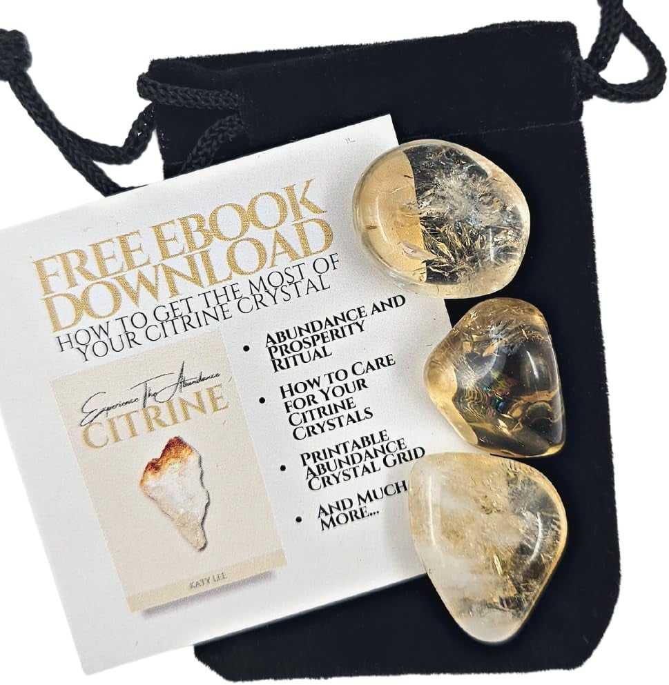 Natural Tumbled Citrine Crystal Stones - 3 Pieces Gemstone Gift Party Favor