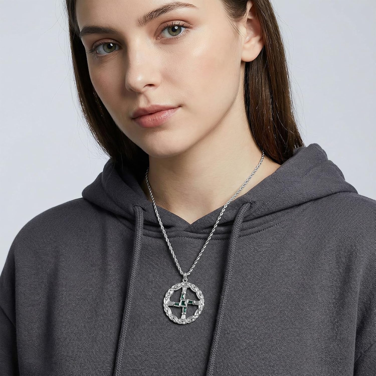 St Brigid'S Cross Necklace Saint Bridget Necklace Cubic Zirconia Traditional Irish Celtic Cross Pendant Pagan Religious Jewelry Amulet Gift for Women Men