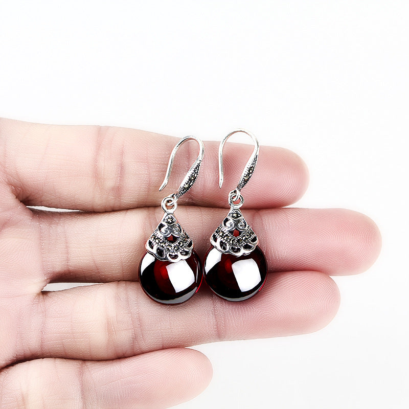 Vintage round Garnet Earrings